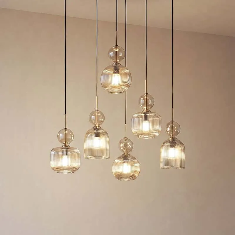 B-Ware TK Lighting Hängelampe Pendelleuchte Sophia Glas Metall schwarz cognac E14 LED