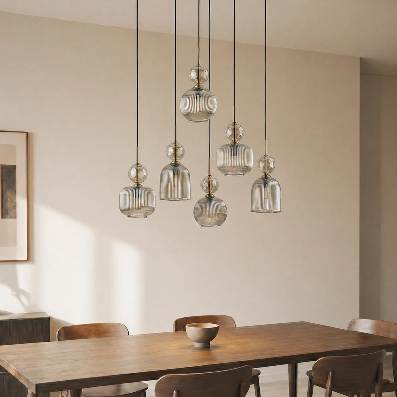B-Ware TK Lighting Hängelampe Pendelleuchte Sophia Glas Metall schwarz cognac E14 LED
