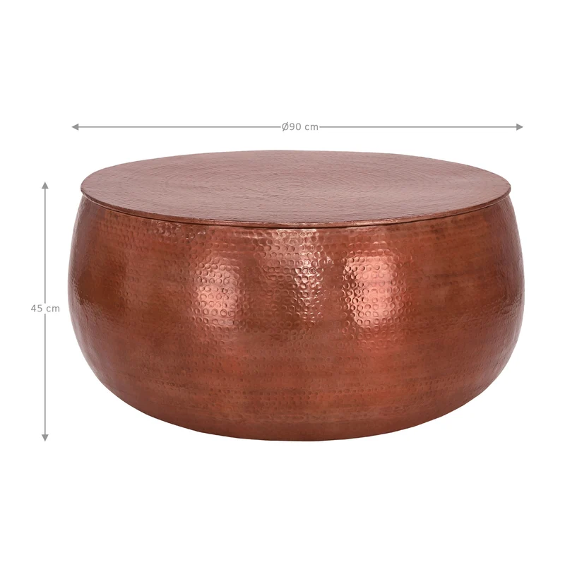 Couchtisch Ø 90x45 cm Kupfer aus Aluminium in Hammerschlag Optik WOMO-Design