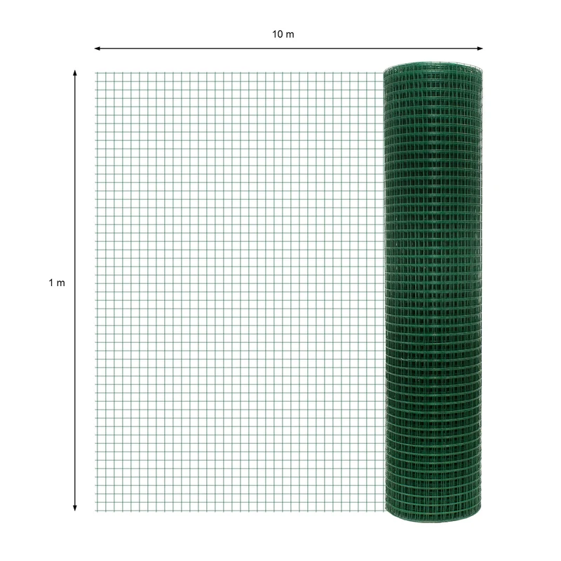 Volierendraht Grün aus verzinktem Stahl 1x10m Drahtstärke 1,05mm Maschenweite 19x19mm