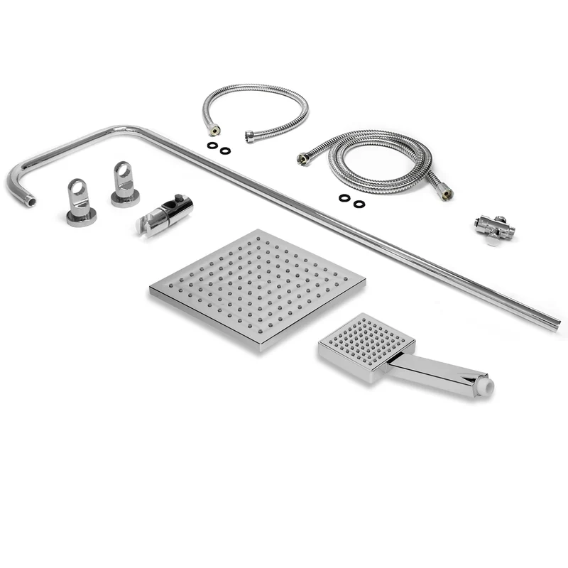 Duschsystem Silber aus Edelstahl eckig