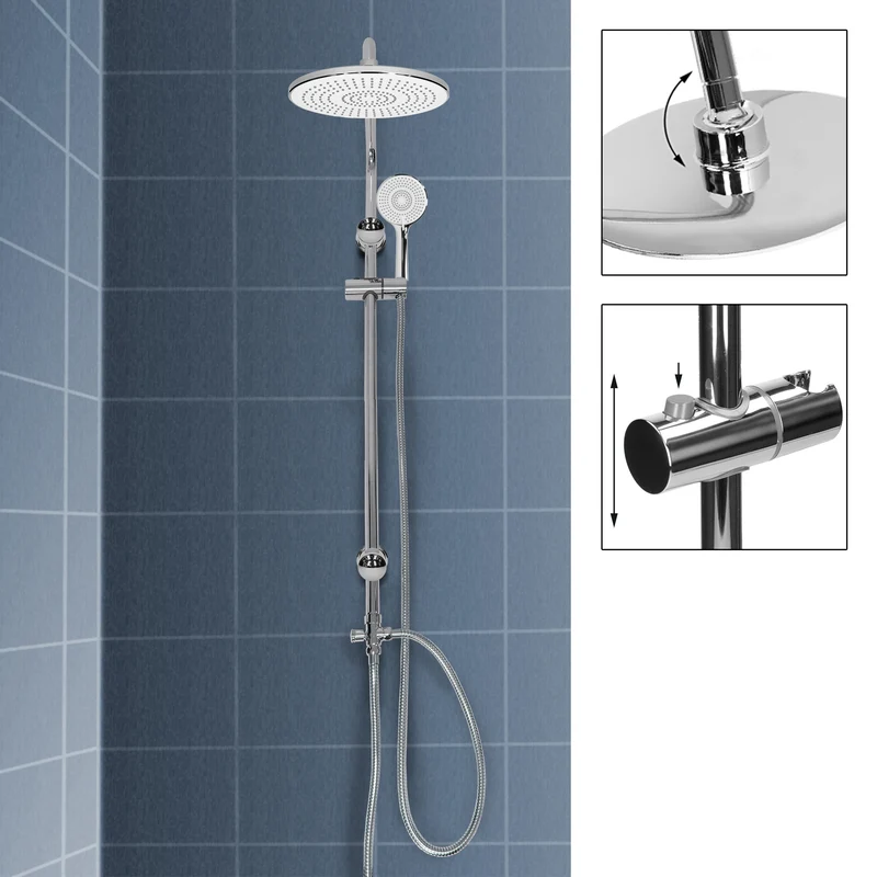 Duschsystem Silber aus Edelstahl rund