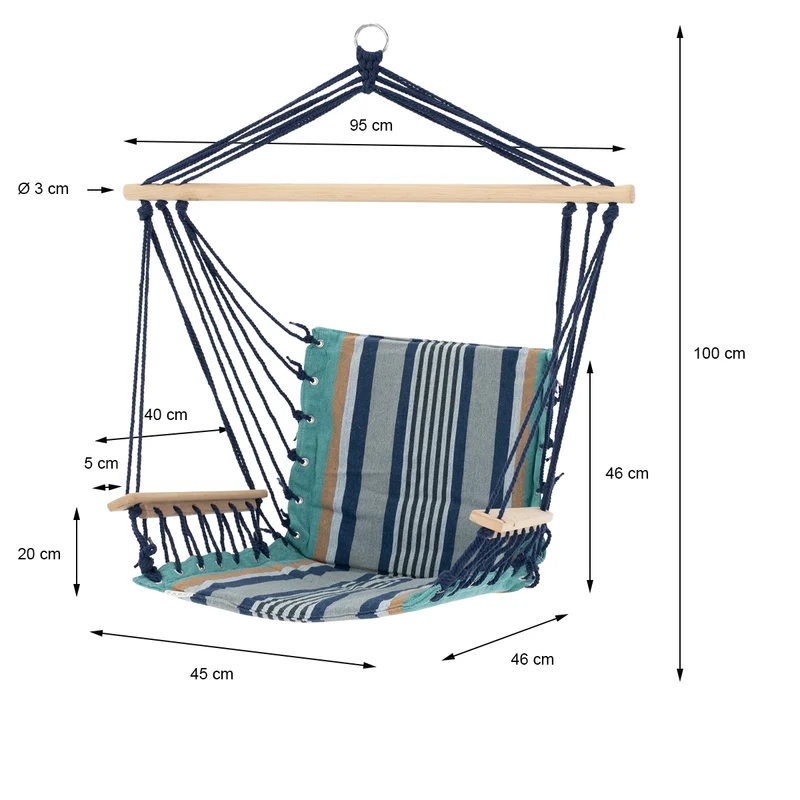 Hängesessel Mehrfarbig 45x100x43 cm aus Baumwolle und Hartholz