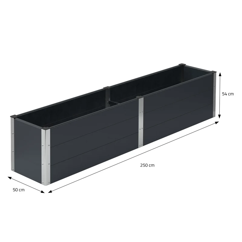 Hochbeet 250x50x54 cm Anthrazit aus WPC ML-Design