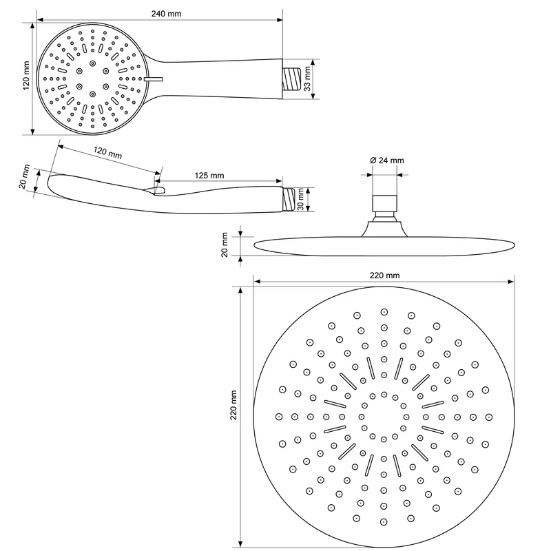 Duschsystem mit Thermostat Schwarz aus Edelstahl