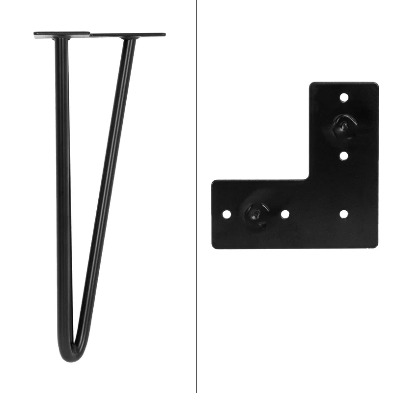 Tischbeine Tischgestell 4er Set W-Design schmal 30 x 12 cm Schwarz aus Metall ML-Design