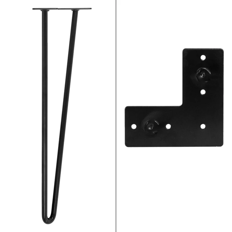 Tischbeine Tischgestell 4er Set V-Design schmal 40 x 12 cm Schwarz aus Metall ML-Design