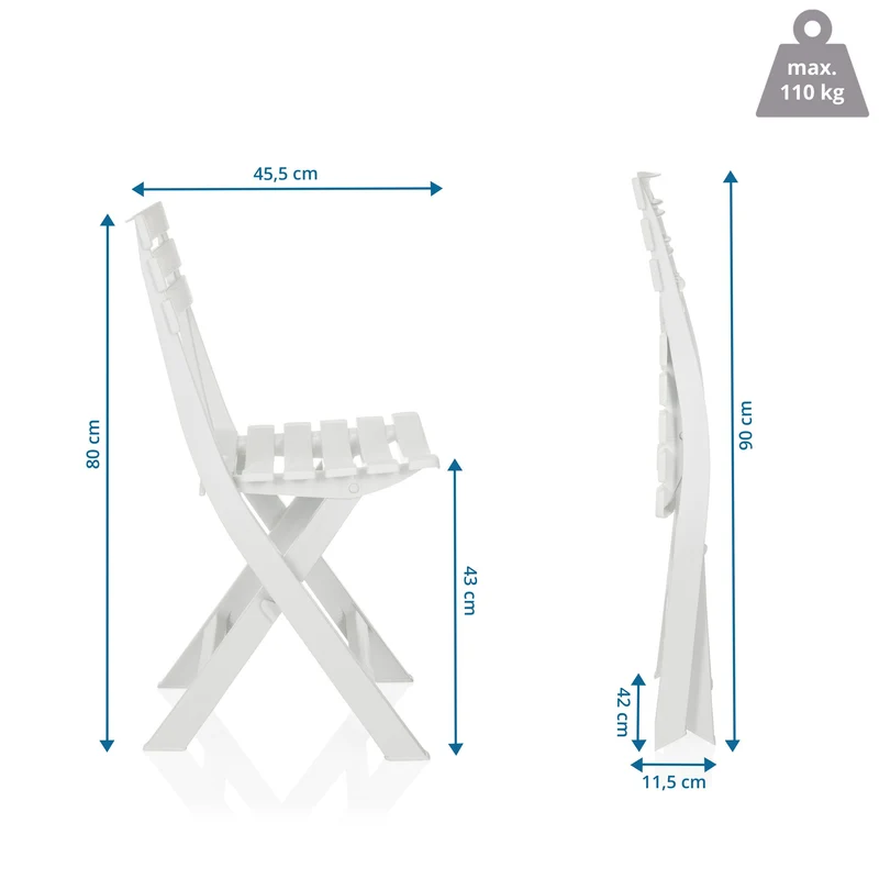 B-Ware hjh LIVING Outdoorstuhl Klappstuhl Gartenstuhl Campingstuhl Weiß Kunststoff