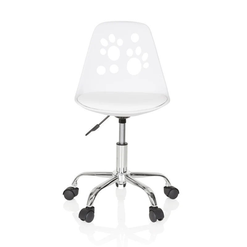 B-Ware Kinderstuhl Drehstuhl Stuhl hjh OFFICE FANCY I Kunstleder Weiss Katzenpfoten