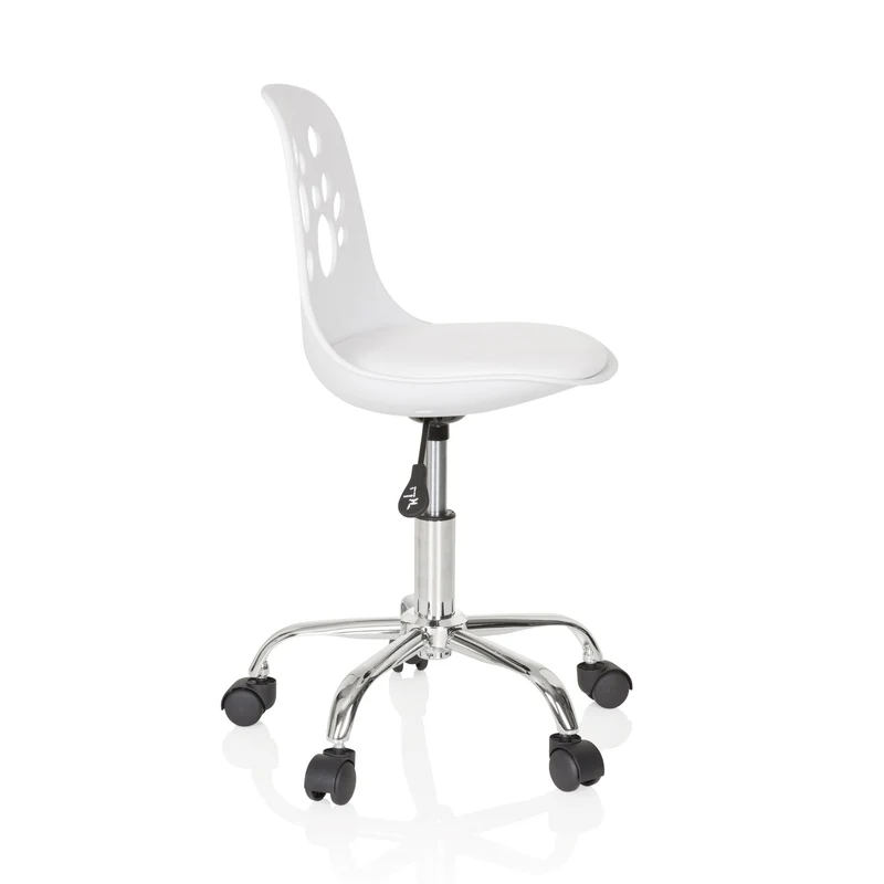 B-Ware Kinderstuhl Drehstuhl Stuhl hjh OFFICE FANCY I Kunstleder Weiss Katzenpfoten