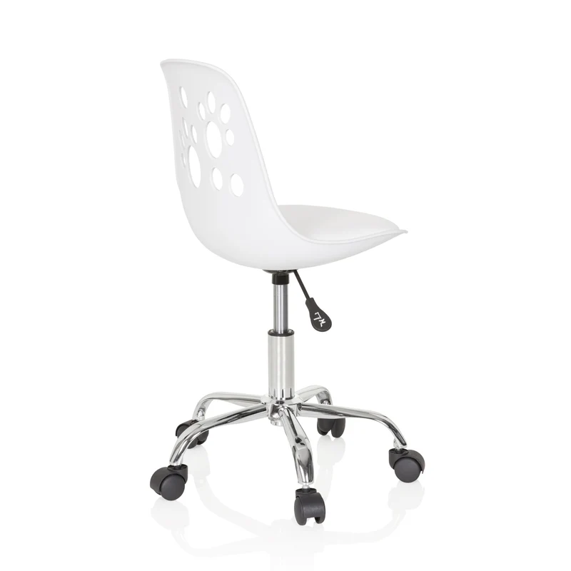 B-Ware Kinderstuhl Drehstuhl Stuhl hjh OFFICE FANCY I Kunstleder Weiss Katzenpfoten