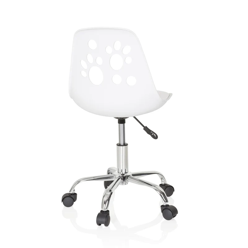 B-Ware Kinderstuhl Drehstuhl Stuhl hjh OFFICE FANCY I Kunstleder Weiss Katzenpfoten