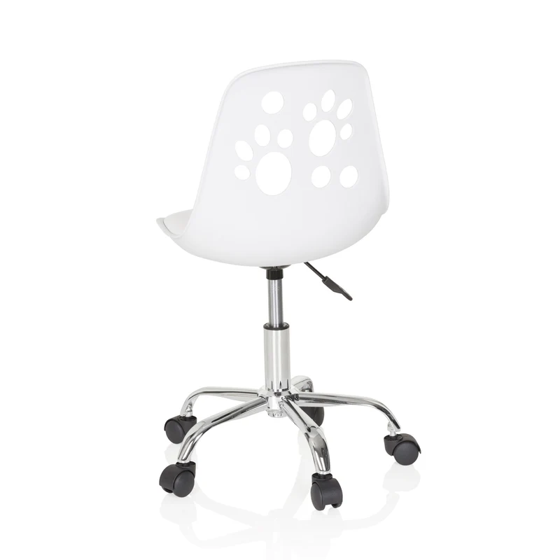B-Ware Kinderstuhl Drehstuhl Stuhl hjh OFFICE FANCY I Kunstleder Weiss Katzenpfoten