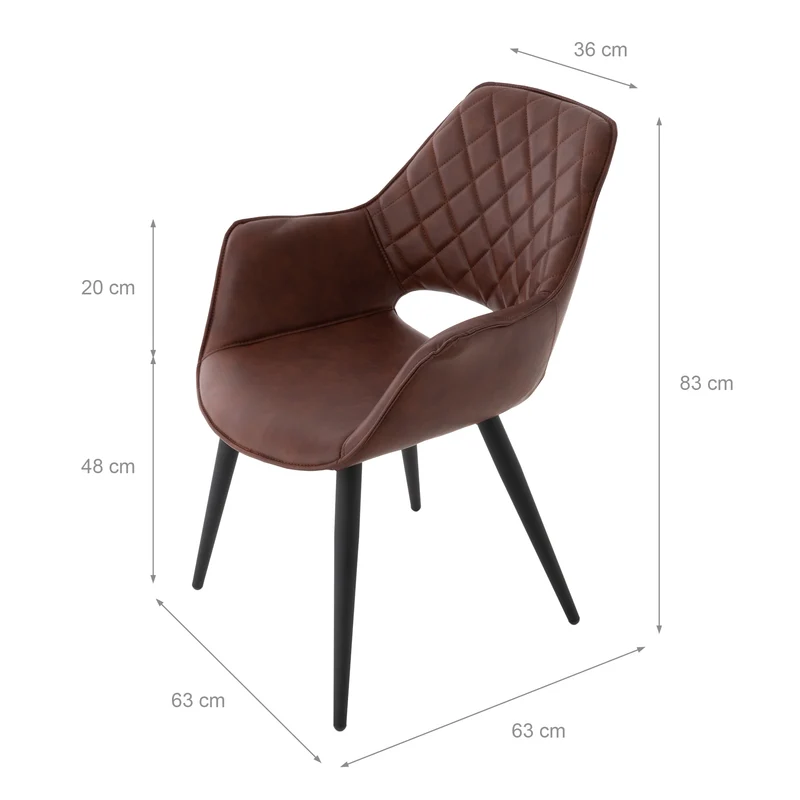 Esszimmerstuhl 2er Set 63x63 cm Braun aus Kunstleder WOMO-Design