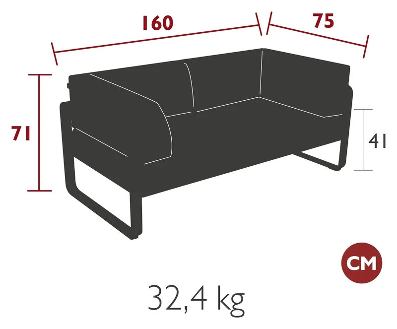 D-Ware Fermob Bellevie Clubsofa Zweisitzer Gartenmöbel lehmgrau Outdoor DEFEKTWARE