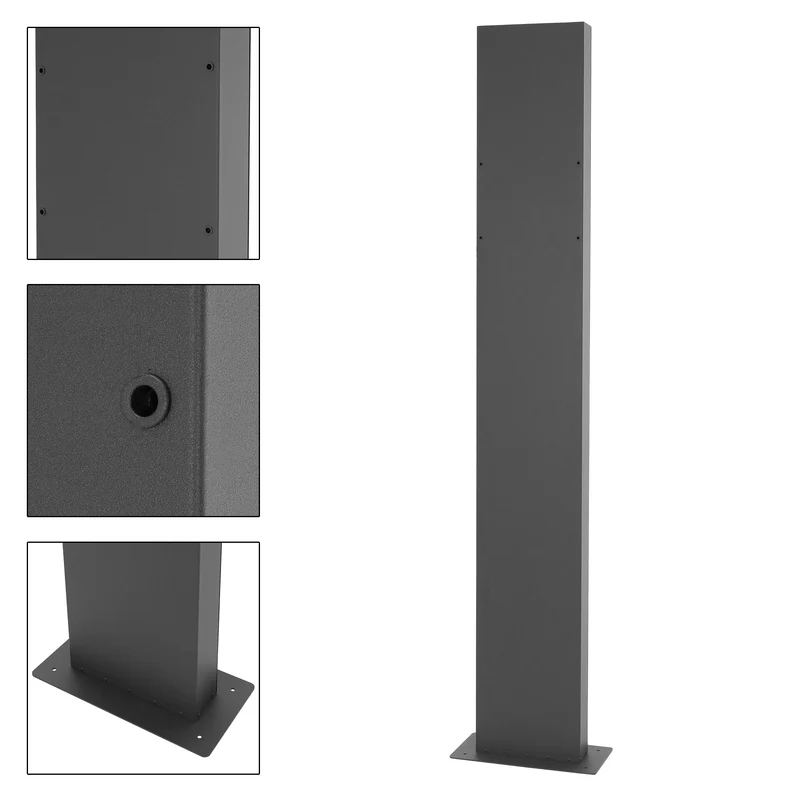 Standbriefkasten mit Zeitungsfach 37x36,5x11 cm Anthrazit/Schwarz-Marmoroptik aus Stahl ML-Design, Modernes Diagonales Design, Standhöhe 120/170 cm Anthrazit