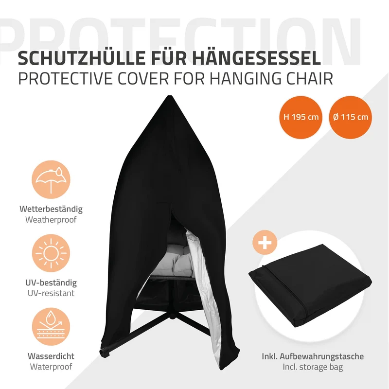 Hängesessel mit Gestell und Kissen Grau aus Stahl inkl. Abdeckung