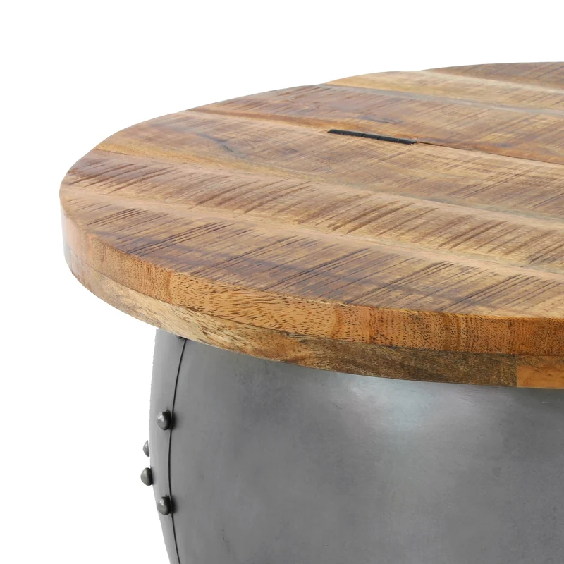 Couchtisch mit Stauraum Ø 60 cm Silber aus Mangoholz WOMO-Design