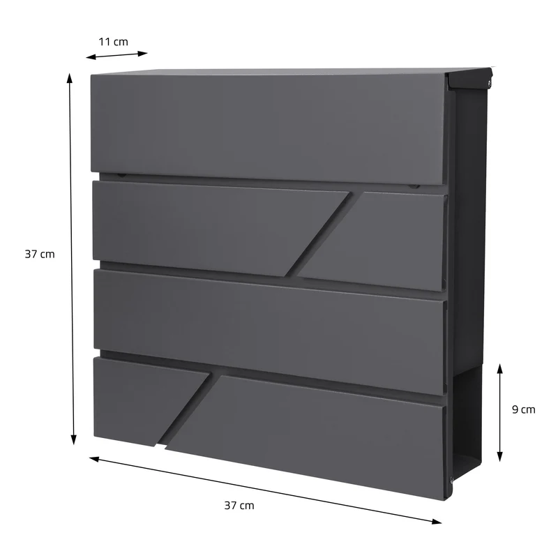Standbriefkasten mit Zeitungsfach 37x37x11 cm Anthrazit aus Edelstahl ML-Design
