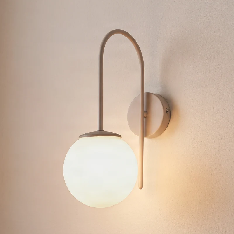 B-Ware Wandleuchte Cambridge LED Wandlampe dimmbar beige matt Stahl Glas E14 34cm