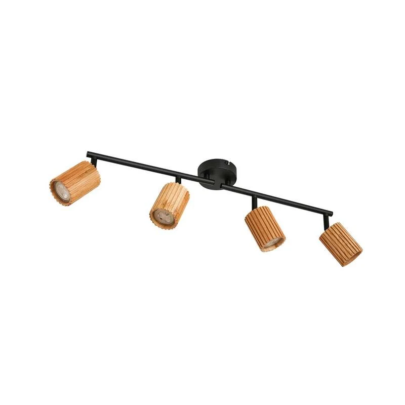 B-Ware Lindby Deckenstrahler Stralino LED 4-flammig dimmbar Holz schwarz 60cm 9cm 18cm