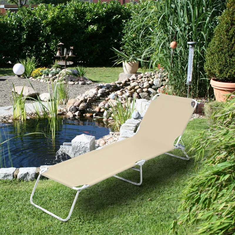 Sonnenliege Creme, 200x56 cm, mit Rahmen aus Aluminium