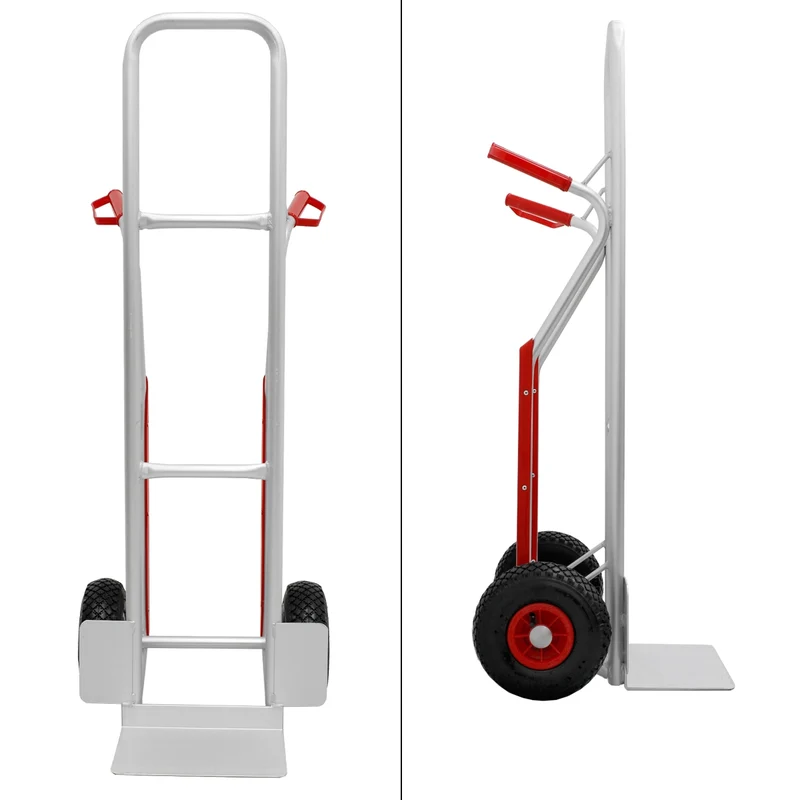 Sackkarre mit Treppenrutsche, belastbar bis 200 kg, aus Aluminium, PU Kunststoff Griff, 3.00-4" Gummi-Luft-Rädern