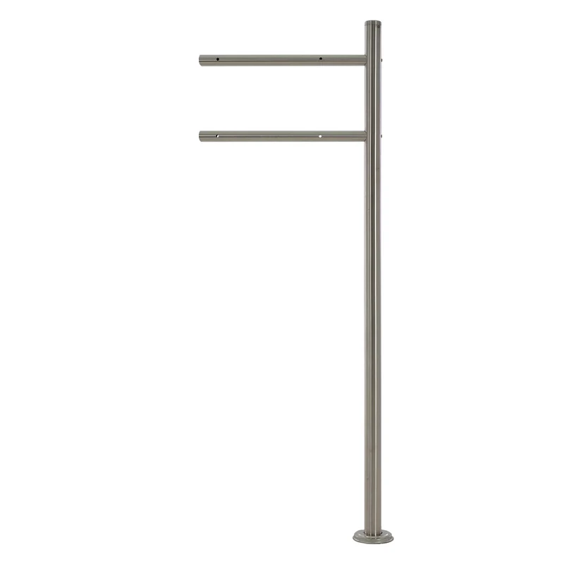 Standbriefkasten mit Zeitungsfach 37x36,5x11 cm Anthrazit/Schwarz-Marmoroptik aus Stahl ML-Design, Modernes Diagonales Design, Standhöhe 120 cm Silber