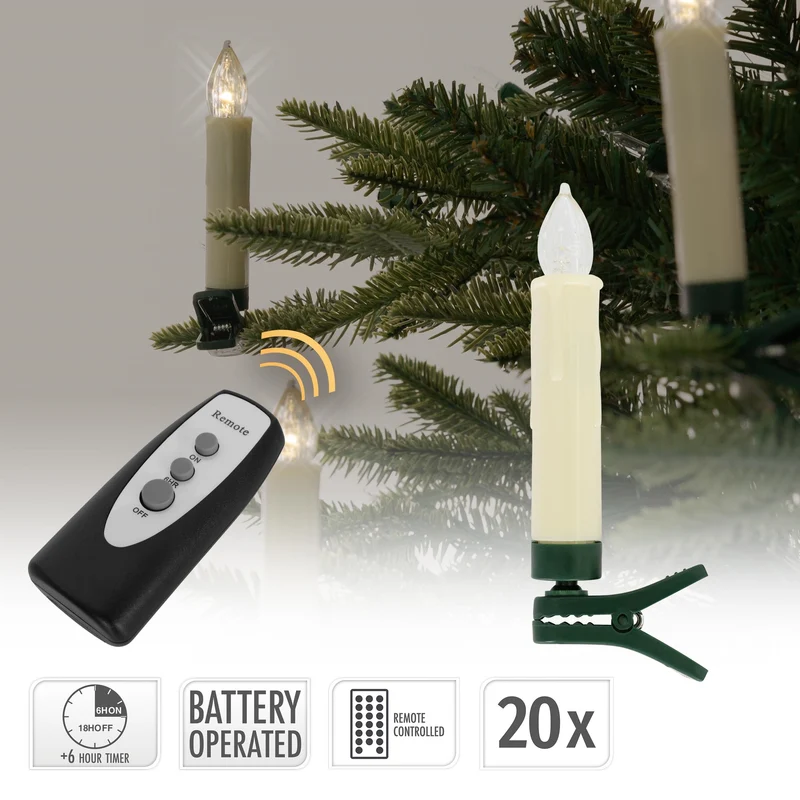 LED-Kerzen 20er Set warmweiß inkl. Fernbedienung
