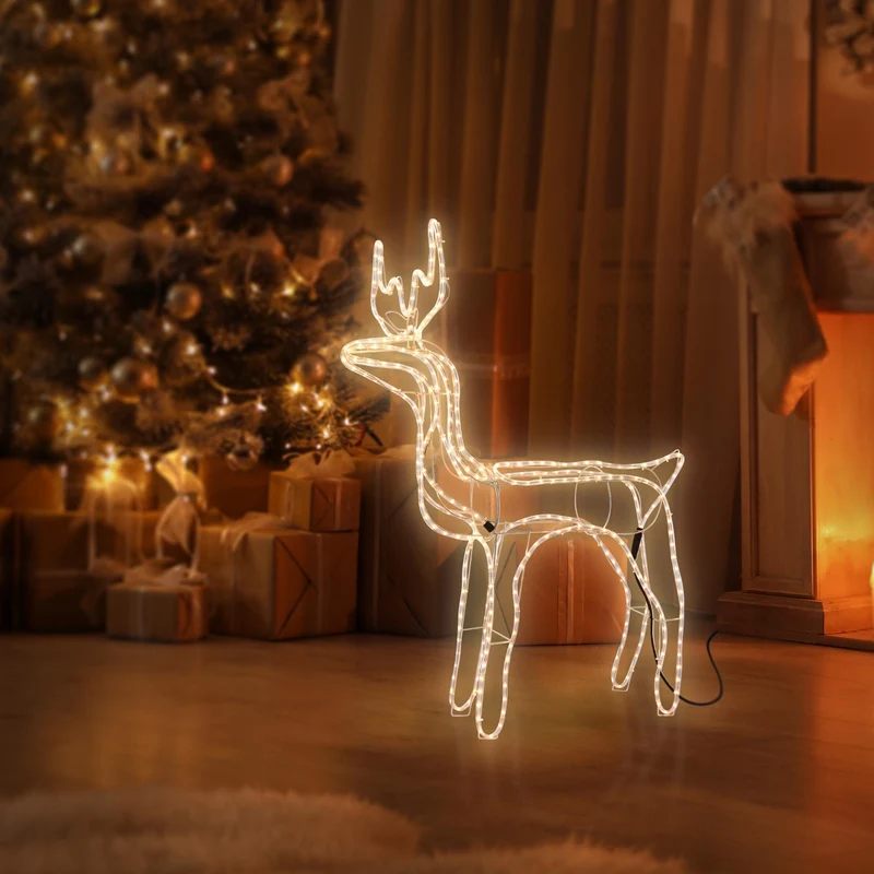 Rentier mit LED Birnen 75x98 cm warmweiß 230V