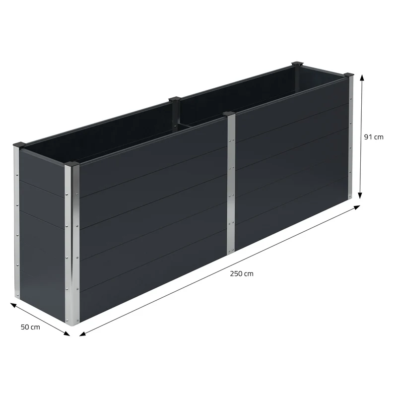 Hochbeet 250x50x91 cm Anthrazit aus WPC ML-Design