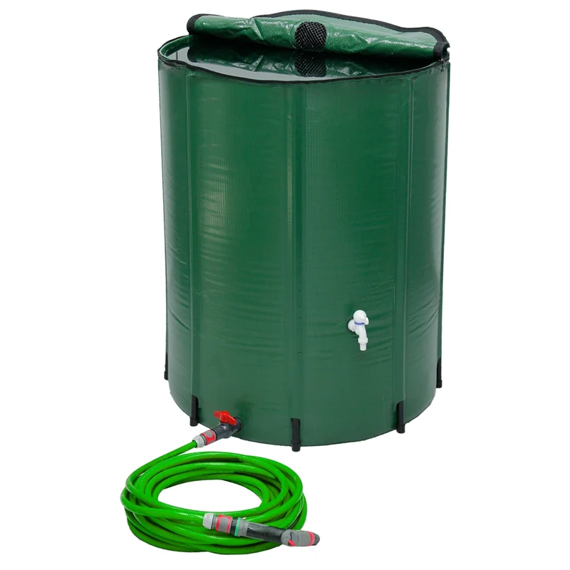 Regentonne 500L mit Hahn Ø 80x98 cm grün aus PVC