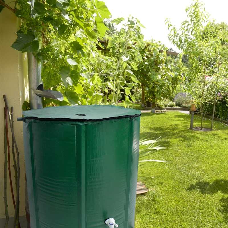 Regentonne 500L mit Hahn Ø 80x98 cm grün aus PVC