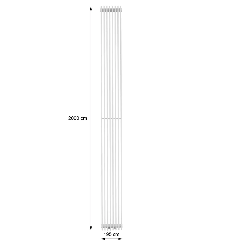 Badheizkörper 195x2000 mm Weiß mit Seitenanschluss