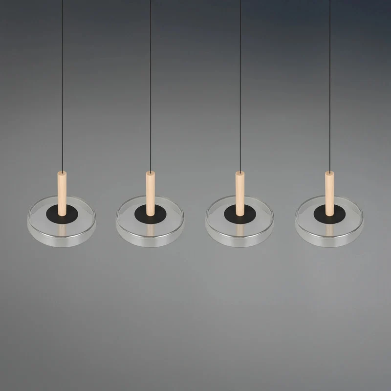 B-Ware Trio Lighting Pendelleuchte Hängelampe LED Glas Holz chrom dimmbar 115 cm802