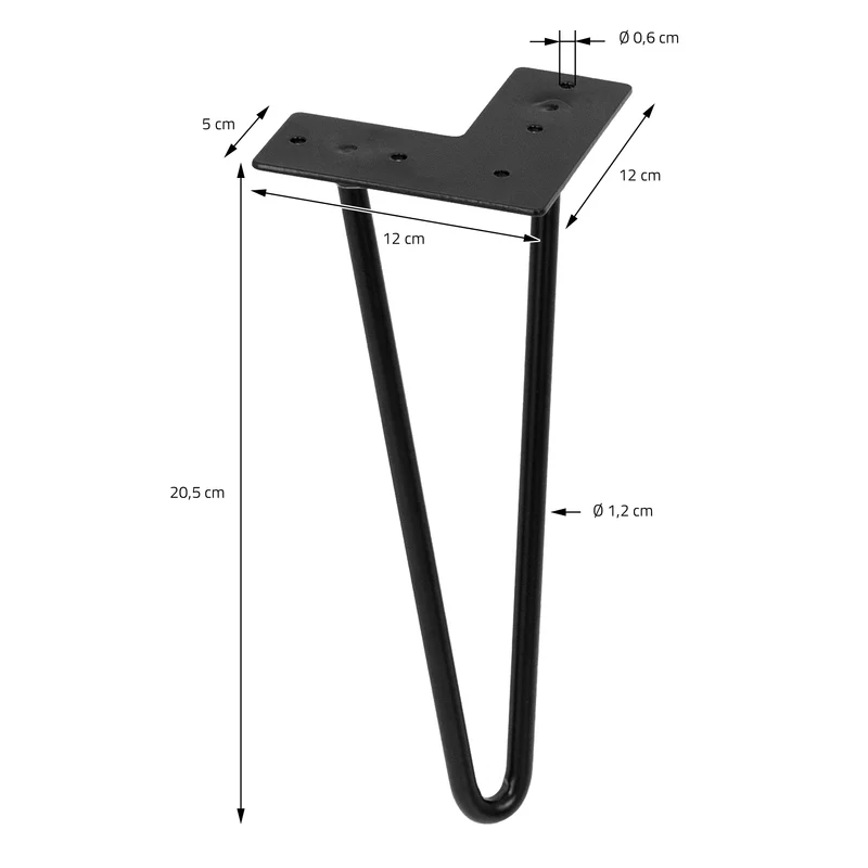 Tischbeine Tischgestell 4er Set V-Design schmal 20,5 x 12 cm Schwarz aus Metall ML-Design