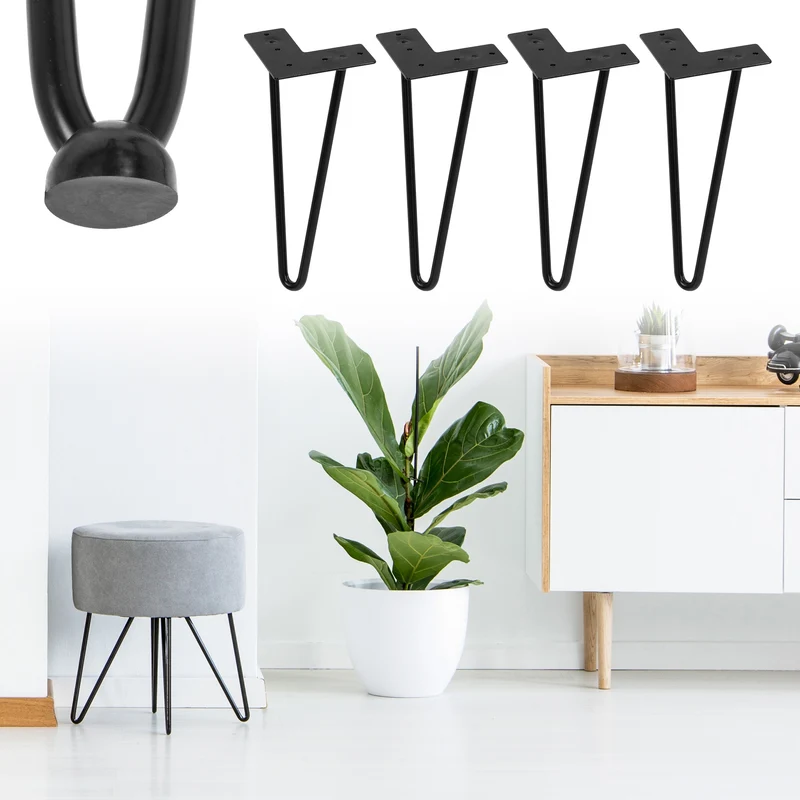 Tischbeine Tischgestell 4er Set V-Design schmal 20,5 x 12 cm Schwarz aus Metall ML-Design