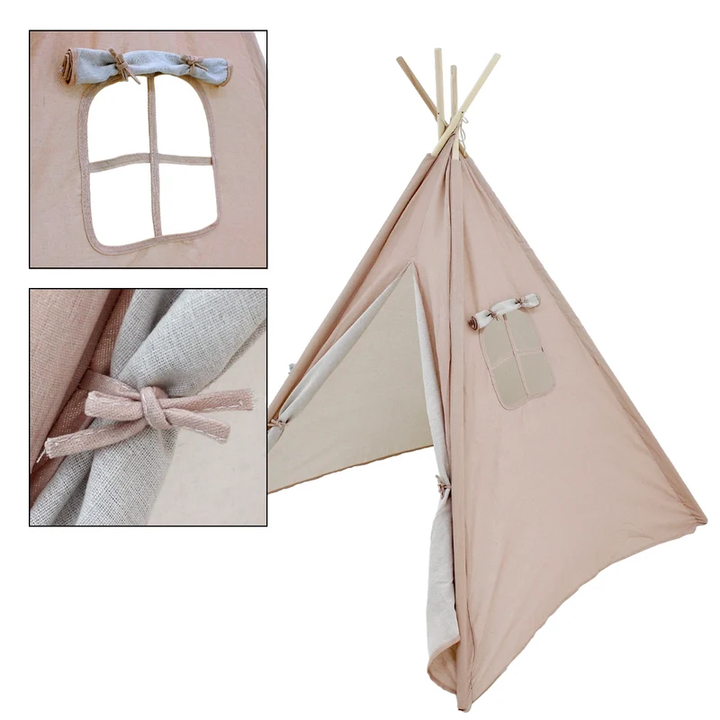 Spielzelt für Kinder mit Fenster 115x115x160 cm Altrosa aus Baumwolle