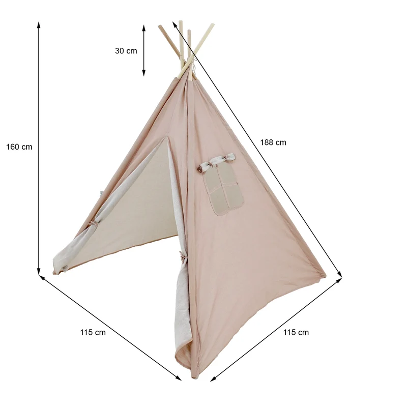 Spielzelt für Kinder mit Fenster 115x115x160 cm Altrosa aus Baumwolle