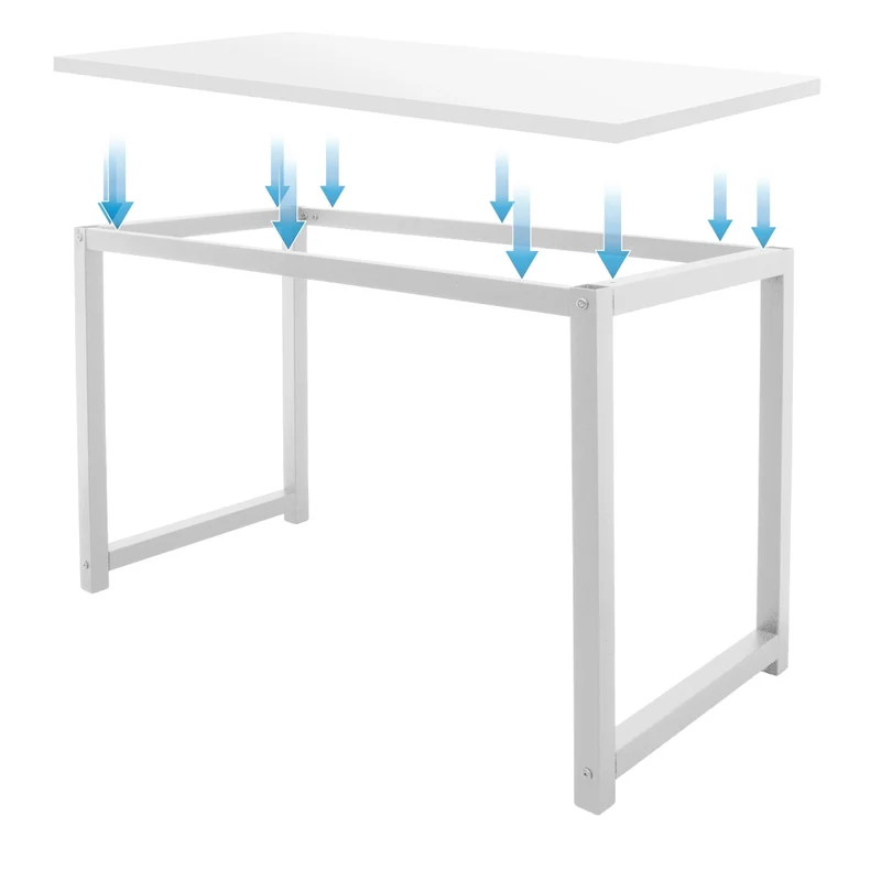 Schreibtisch 120x60x75 cm Weiß aus Holz mit Metallgestell von ML-Design