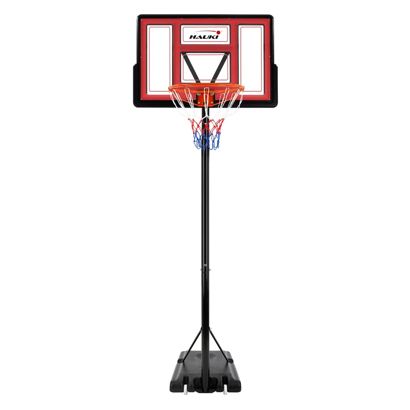 Basketballkorb Set mit Ständer Rot aus Stahl Hauki