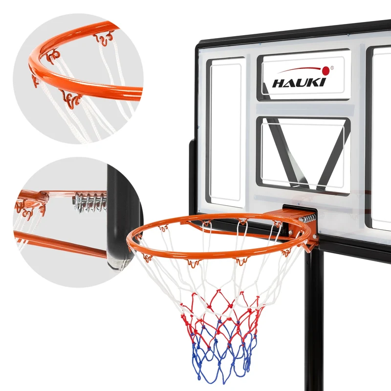 Basketballkorb Set mit Ständer Weiß aus Stahl Hauki