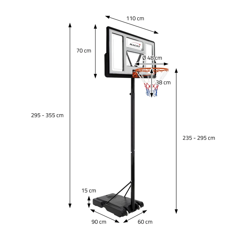 Basketballkorb Set mit Ständer Weiß aus Stahl Hauki