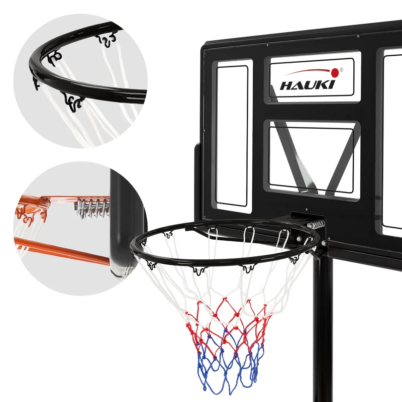 Basketballkorb Set mit Ständer Schwarz aus Stahl Hauki