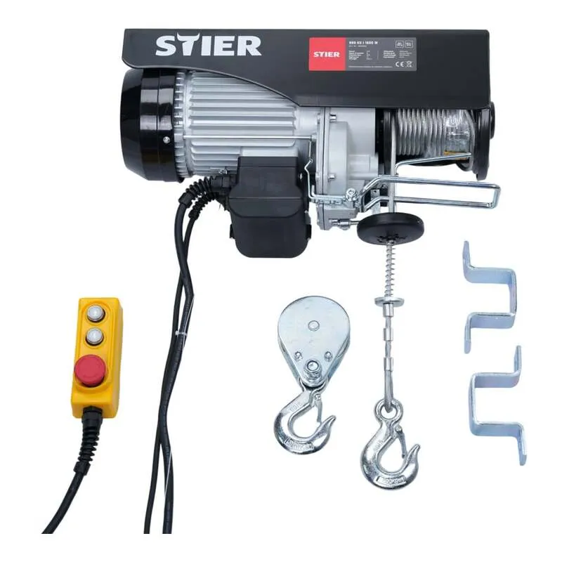 B-Ware STIER Elektrischer Seilzug 999kg STIER-Seilzug 1600W Hubgeschwindigkeit 4-8m/min