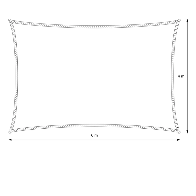 Sonnensegel rechteck 4x6 m Creme 100% HDPE mit UV Schutz inkl. Befestigungsseile