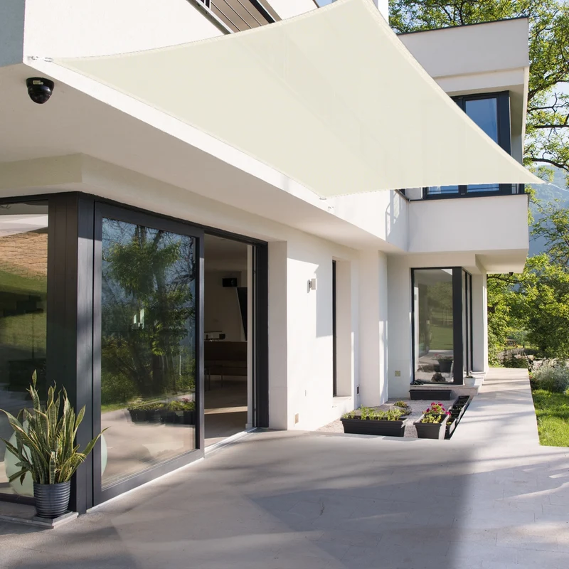 Sonnensegel rechteck 4x6 m Creme 100% HDPE mit UV Schutz inkl. Befestigungsseile