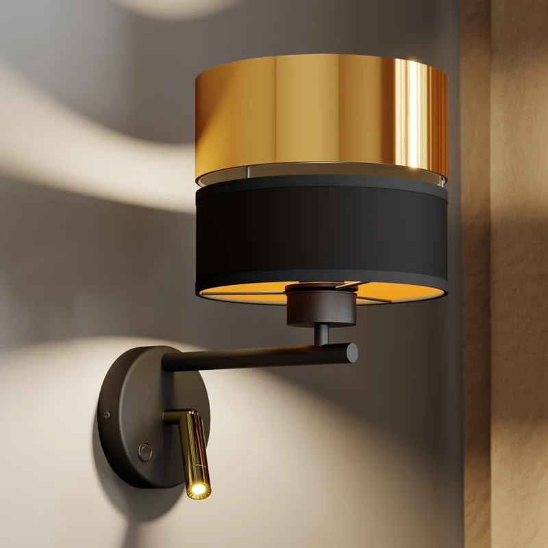 B-Ware Euluna Wandleuchte Hilton schwarz gold LED-Leselicht Wandleuchte Wandlicht 764