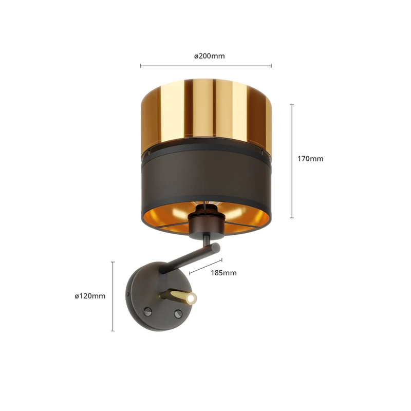 B-Ware Euluna Wandleuchte Hilton schwarz gold LED-Leselicht Wandleuchte Wandlicht 764