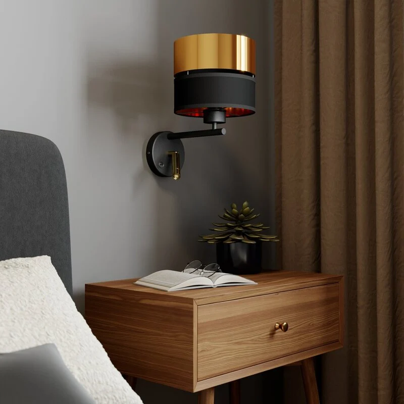 B-Ware Euluna Wandleuchte Hilton schwarz gold LED-Leselicht Wandleuchte Wandlicht 764